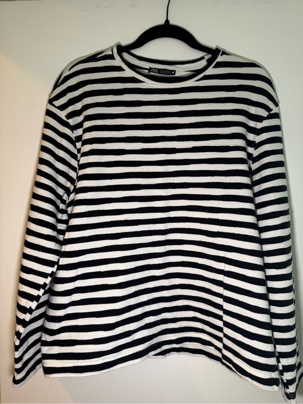 Zara Black & White Striped LS Top